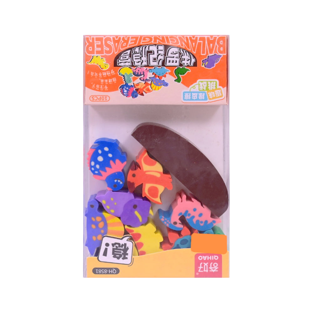 QH-8581 BALANCING ERASER DINO 10PC S.T Default Title - MamasJan Toys