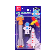 QH-8705 FANCY SPACE ERASER 4PC SET A.M Default Title - MamasJan Toys