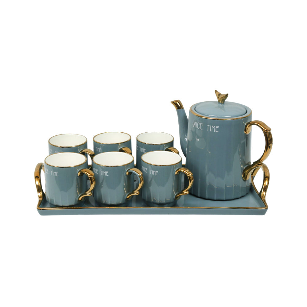COFFEE SET 9PC CERAMIC 3145-4 GREY AW Default Title - MamasJan Crockery
