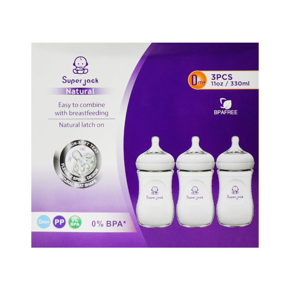 SUPER JACK FEEDING BOTTLE 3PC 330 ML A313 Default Title - MamasJan Grocery Nonfood