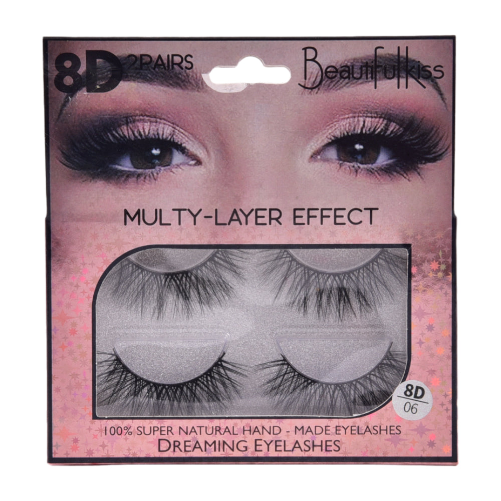 BEAUTIFUL KISS 8D EYE LASHES 2 PAIR PACK IR E-7495 Default Title - MamasJan Makeup