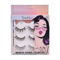 BEAUTIFUL KISS EYELASH 3PAIR IR E-7604 Default Title - MamasJan Makeup