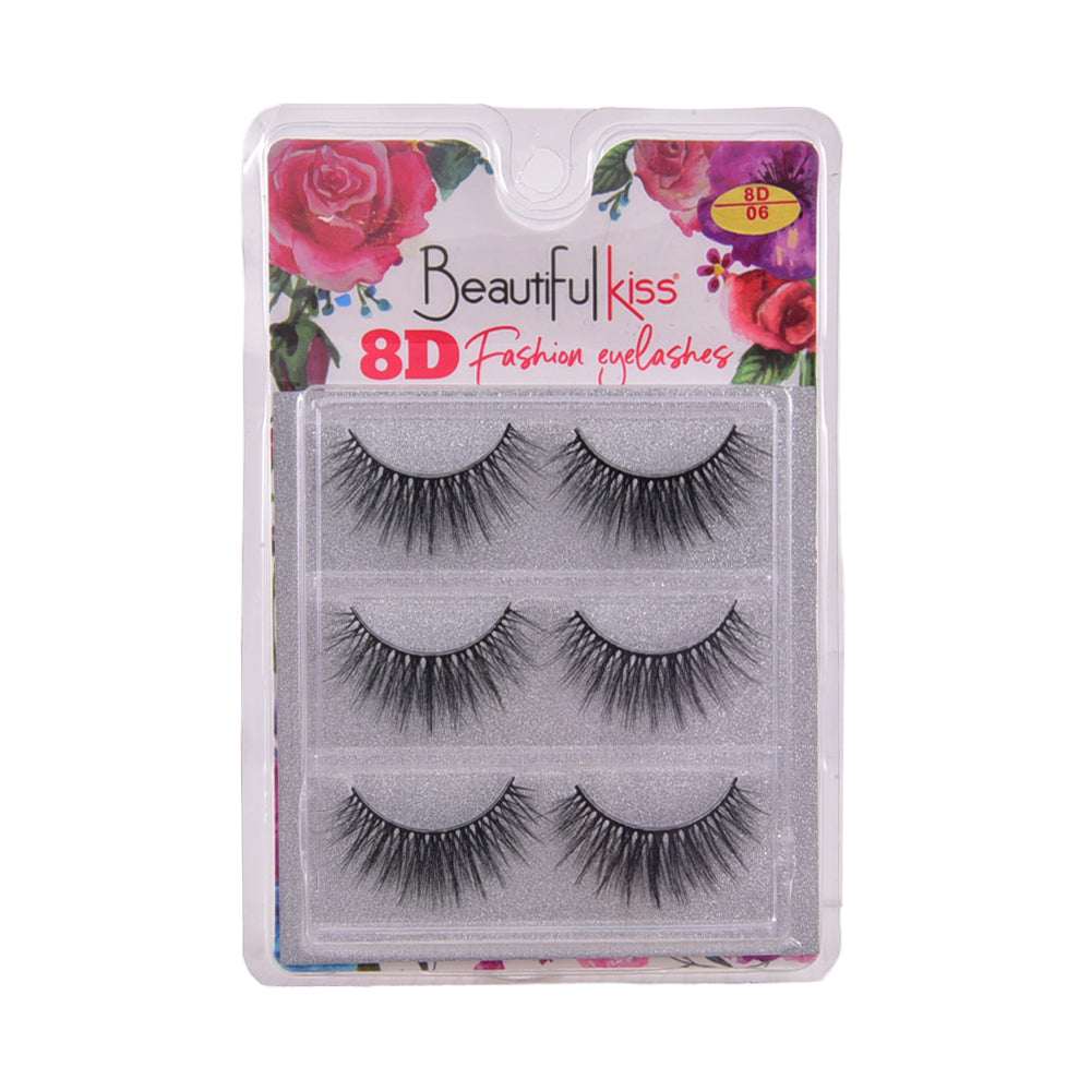 BEAUTIFUL KISS EYELASH 8D 3PAIR IR E-7614 Default Title - MamasJan Makeup