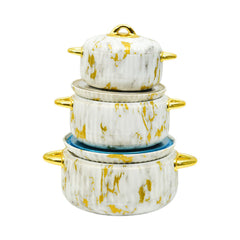 HOT POT SET 3PC SOUTHWEST KINNO LBFW2141T WHITE MARBLE Default Title - MamasJan Crockery