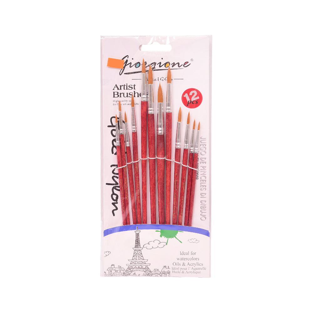 G818-12A ART PAINT ROUND BRUSH 12PCS Default Title - MamasJan Toys