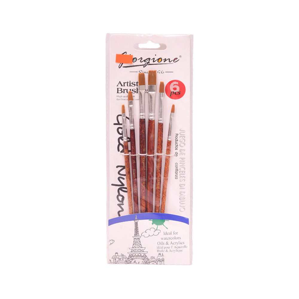 G577-6B PAINT ART FLAT BRUSH 6PCS Default Title - MamasJan Toys
