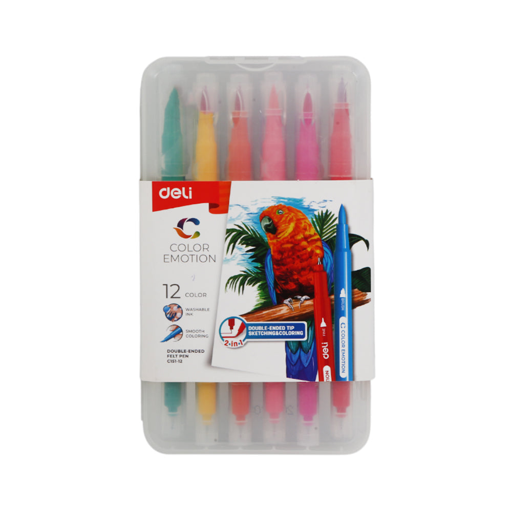 C151-12 DELI FELT PEN COLOR 12PCS Default Title - MamasJan Toys