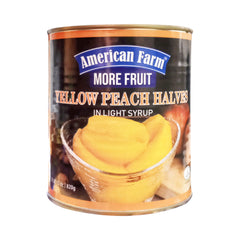 AMERICAN FARM YELLOW PEACH HALVES SYRUP TIN 820 GM Default Title - MamasJan GroceryFoods