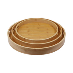 TRAY SET 3PC ROUND WOODEN IR 35990-3 Default Title - MamasJan Crockery