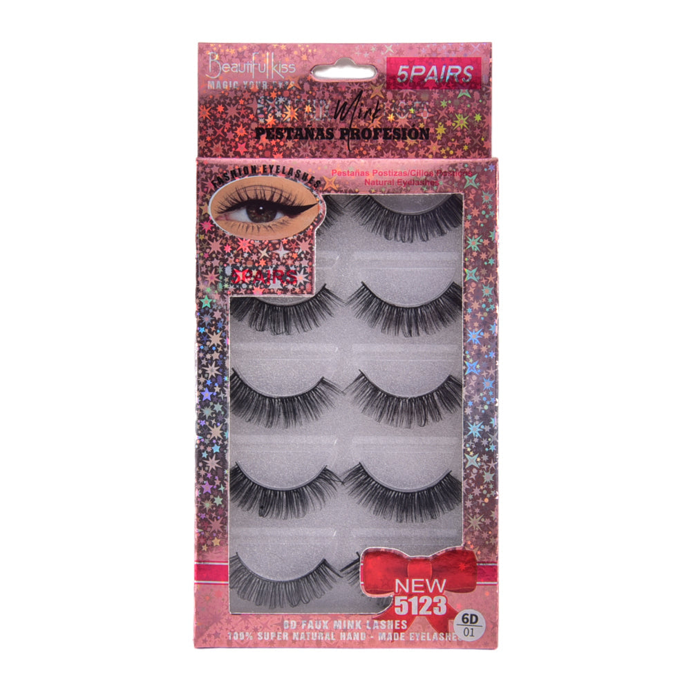 BEAUTIFUL KISS EYELASH 6D 5PAIR IR E-5123 Default Title - MamasJan Makeup