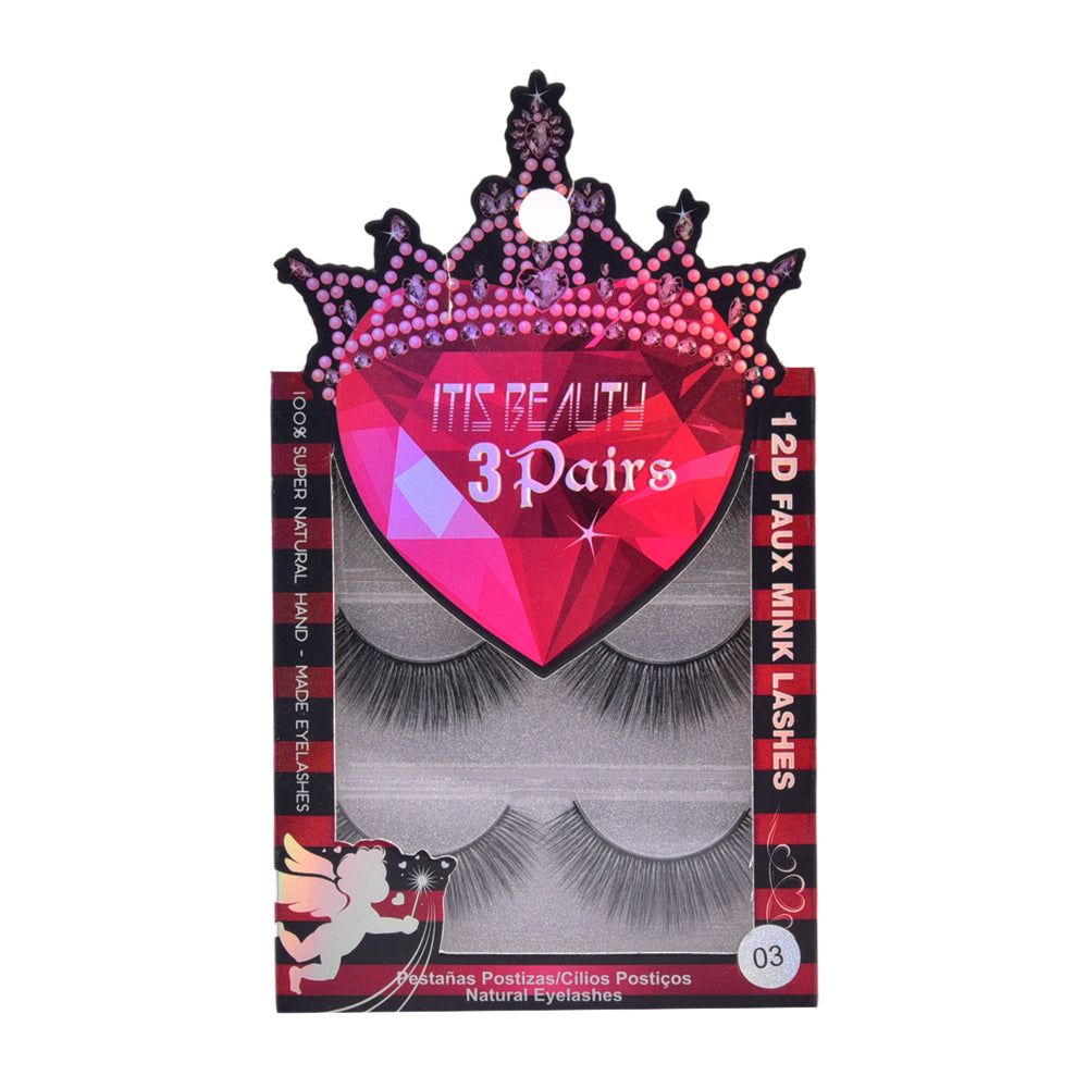 ITIS BEAUTY EYELASH 12D 3PAIR IR E-5157 Default Title - MamasJan Makeup