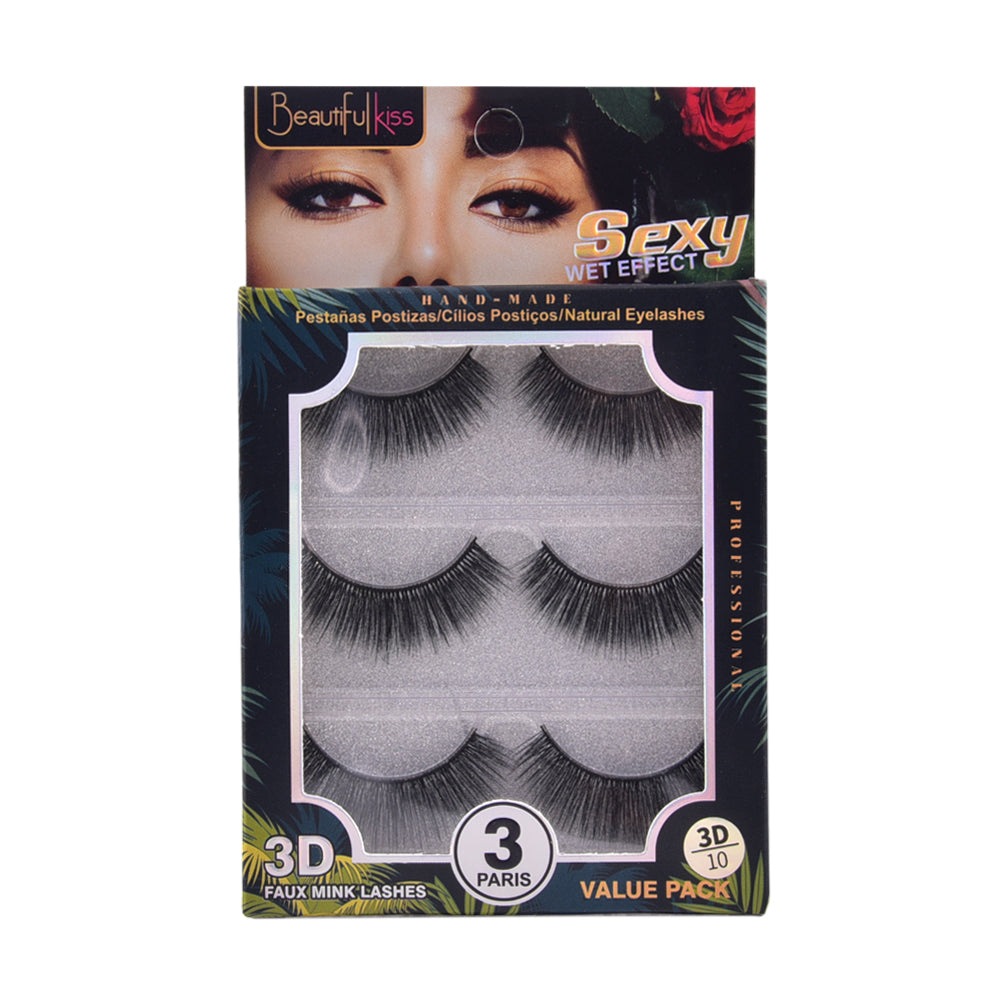BEAUTIFUL KISS EYELASH 3D 3PAIR IR E-5384 Default Title - MamasJan Makeup