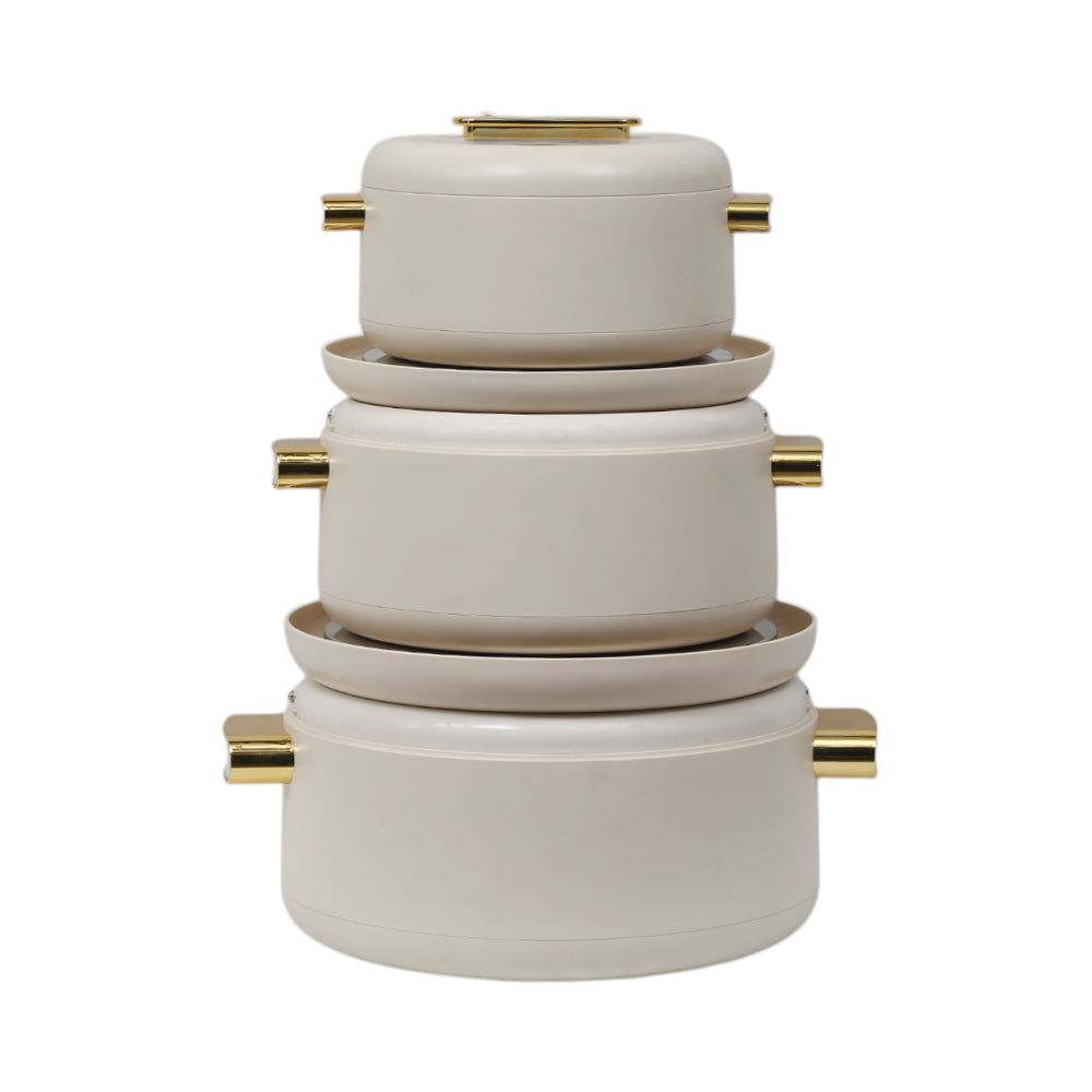 HOT POT SET 3PC FOREVER GOLD EB9135G WHITE Default Title - MamasJan Crockery