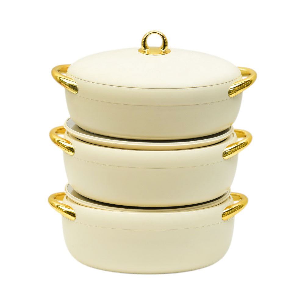 HOT POT SET 3PC FOREVER GOLD EC915 WHITE Default Title - MamasJan Crockery