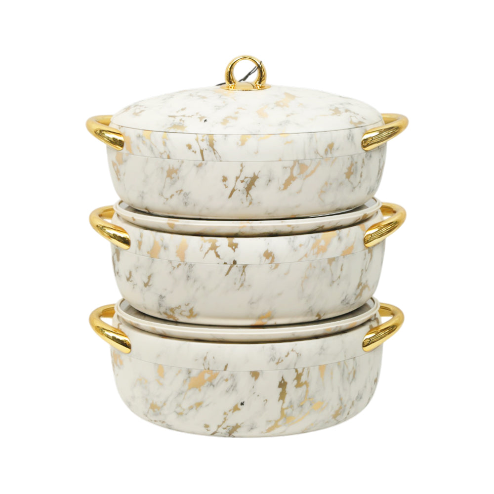 HOT POT SET 3PC FOREVER GOLD EC915T MARBLE WHITE Default Title - MamasJan Crockery