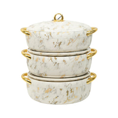 HOT POT SET 3PC FOREVER GOLD EC915T MARBLE WHITE Default Title - MamasJan Crockery