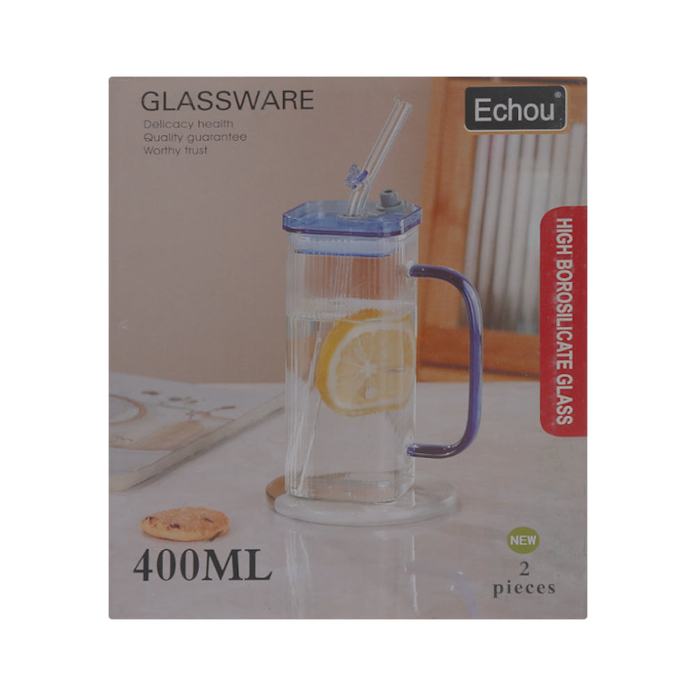 MUG WITH STRAW SET 2PC ECHOU SPB70-L2-PP Default Title - MamasJan Crockery