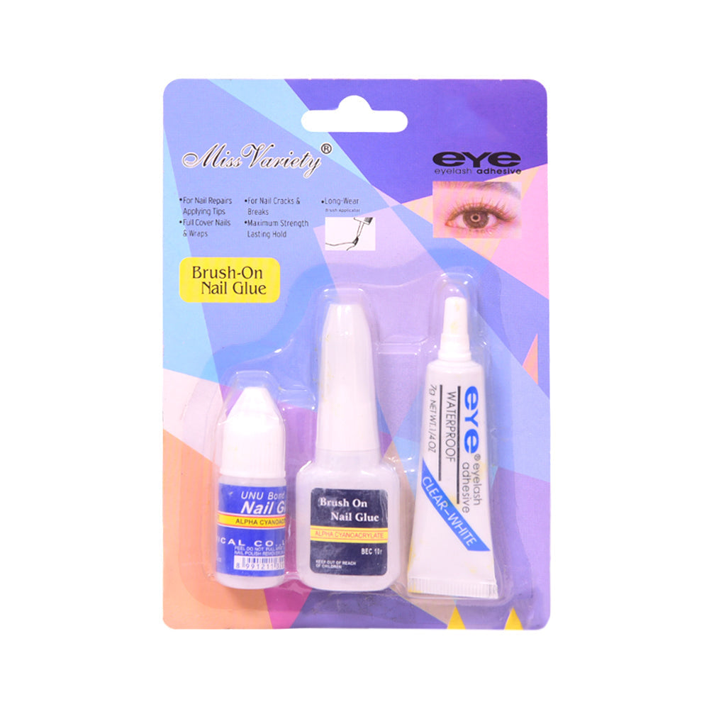 MISS VARIETY BRUSH-ON NAIL & EYE GLUE SET MV-201 Default Title - MamasJan Makeup