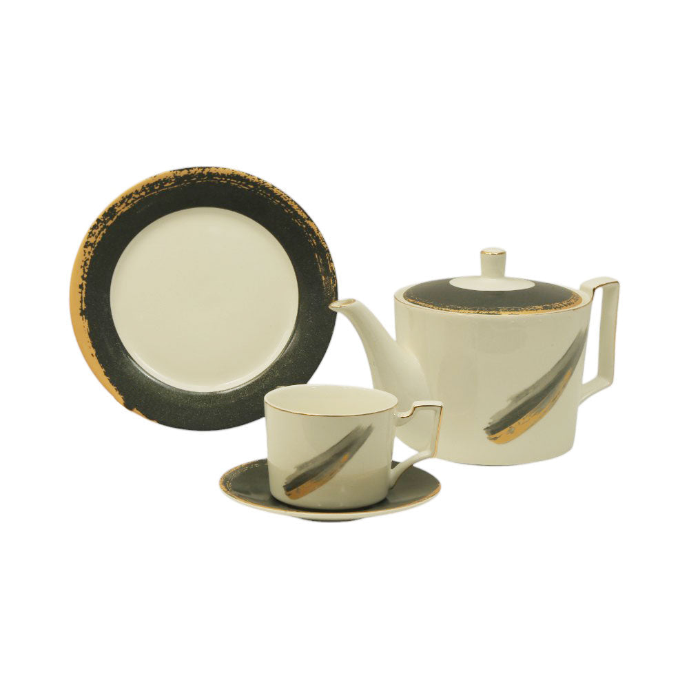 TEA SET 24PC ROYAL BISTRO 24-1894S BLACK Default Title - MamasJan Crockery