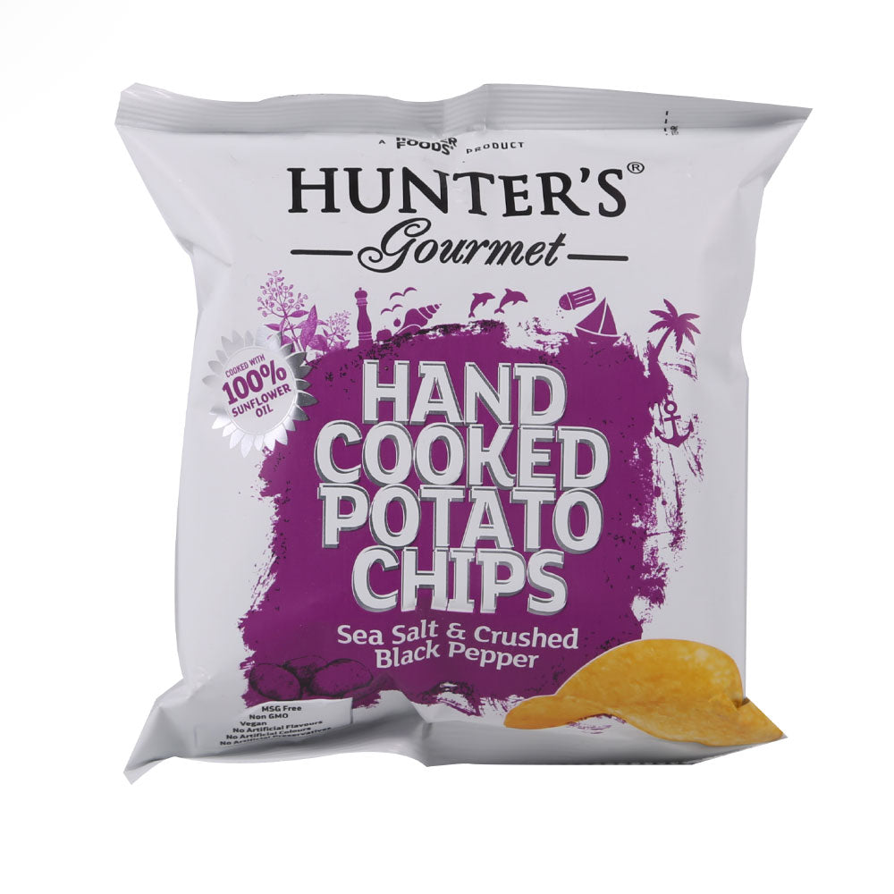 HUNTERS HAND COOKED POTATO CHIPS SEA SALT AND BLACK PEPPER 40G Default Title - MamasJan Grocery