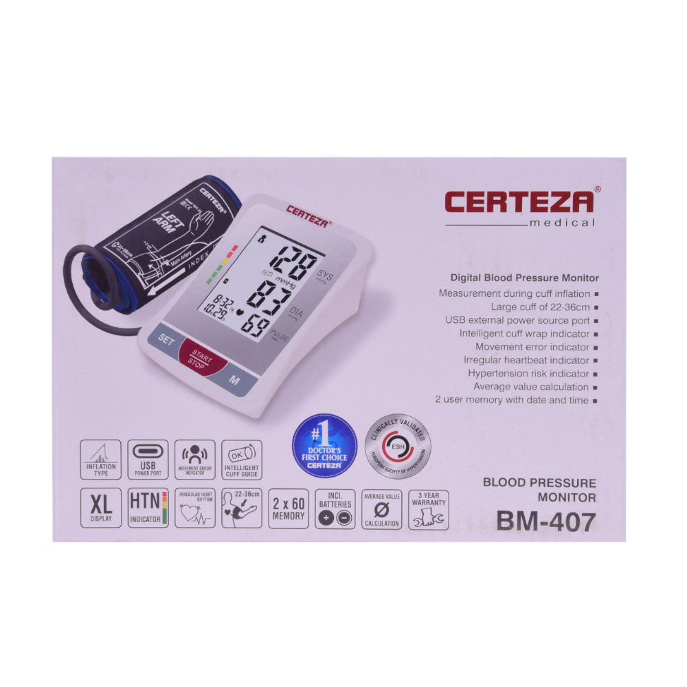 CERTEEZA BLOOD PRESSURE MONITOR BM407 Default Title - MamasJan Electronics