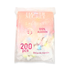 FLOWER SECRET COTTON BALLS 200PC WHITE & COLOR IR 8-3 9-1 Default Title - MamasJan Makeup