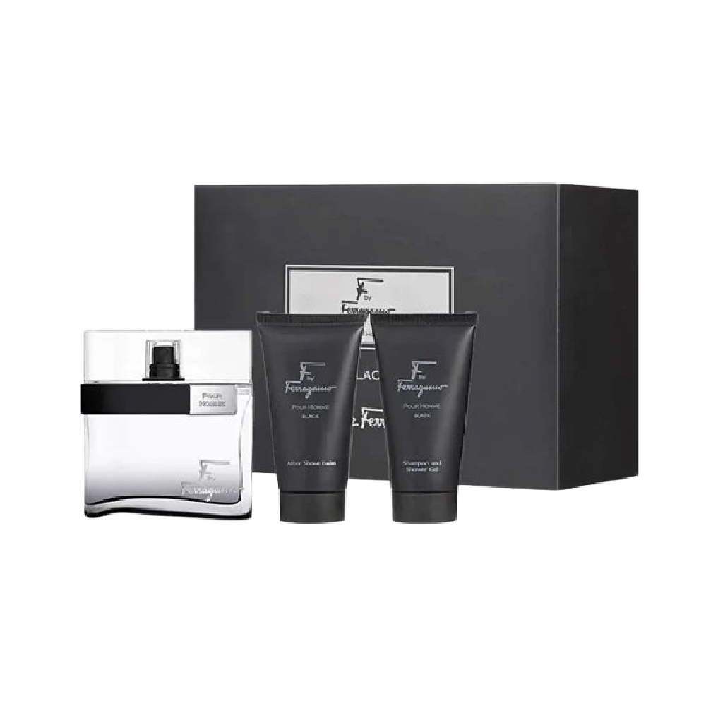 SALVATORE FERRAGAMO BLACK POUR HOMME 3PC GIFT SET Default Title - MamasJan Perfume
