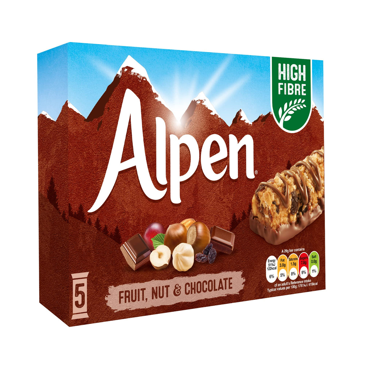 ALPEN CEREAL BARS FRUIT AND NUT WITH CHOCOLATE 5PC 145 GM Default Title - MamasJan Grocery