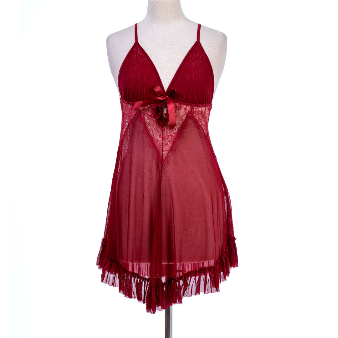 BELLEZA SHORT NIGHTY 8143 MEHROON / FREE - MamasJan Lingerie