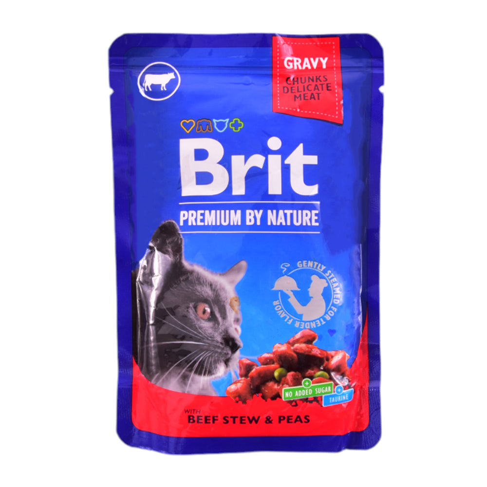 BRIT PREMIUM CAT FOOD BEEF STEW & PEAS 100 GM Default Title - MamasJan Grocery Nonfood