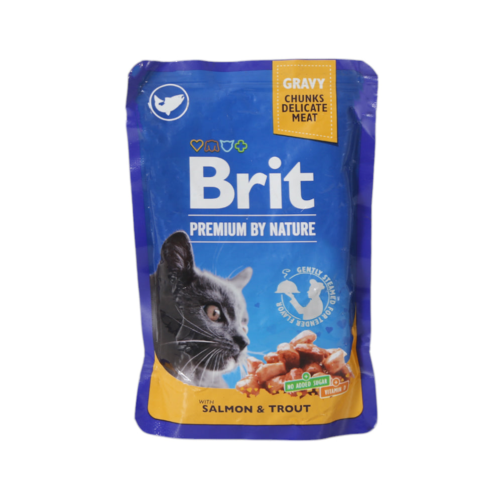 BRIT PREMIUM CAT FOOD SALMON & TROUT GRAVY MEAT 100 GM Default Title - MamasJan Grocery Nonfood