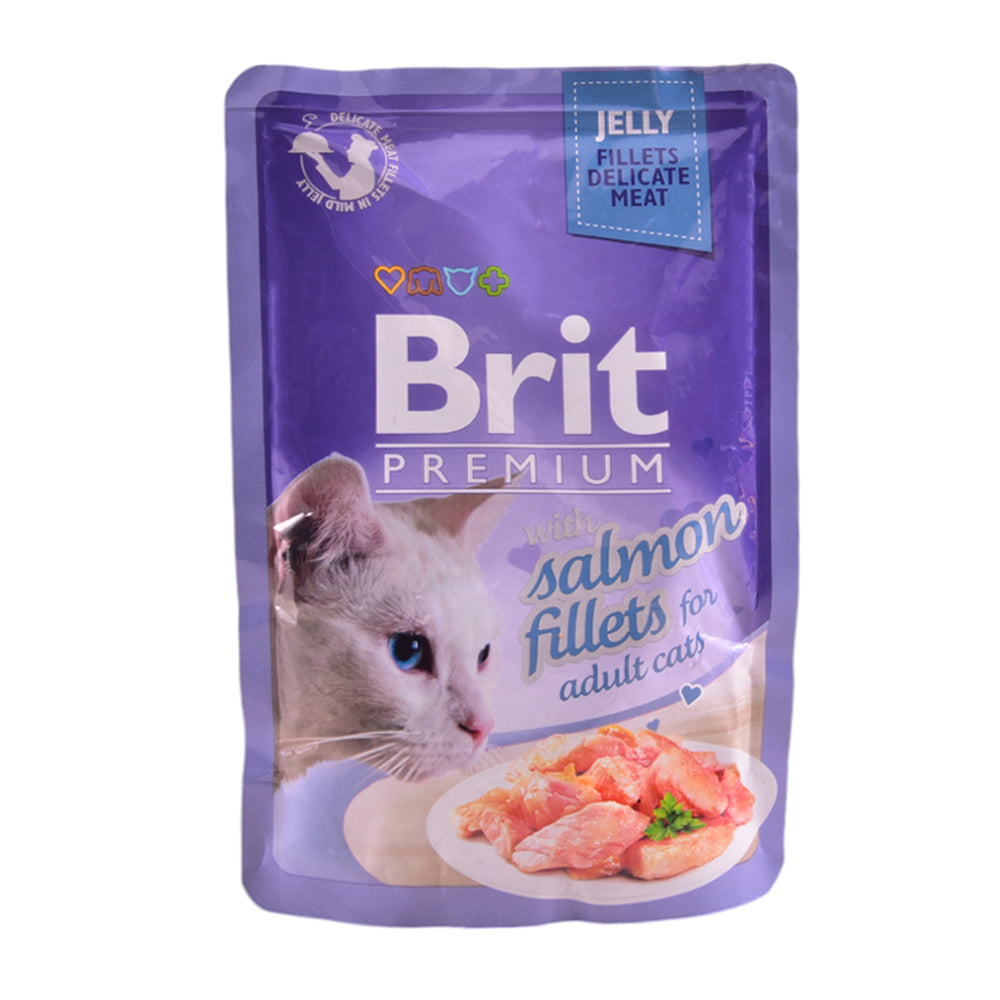 BRIT CAT FOOD PREMIUM SALMON FILLETS ADULT 85 GM Default Title - MamasJan Grocery Nonfood