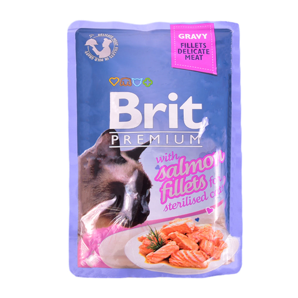 BRIT PREMIUM CAT FOOD SALMON FILLETS GRAVY MEAT 85 GM Default Title - MamasJan Grocery Nonfood