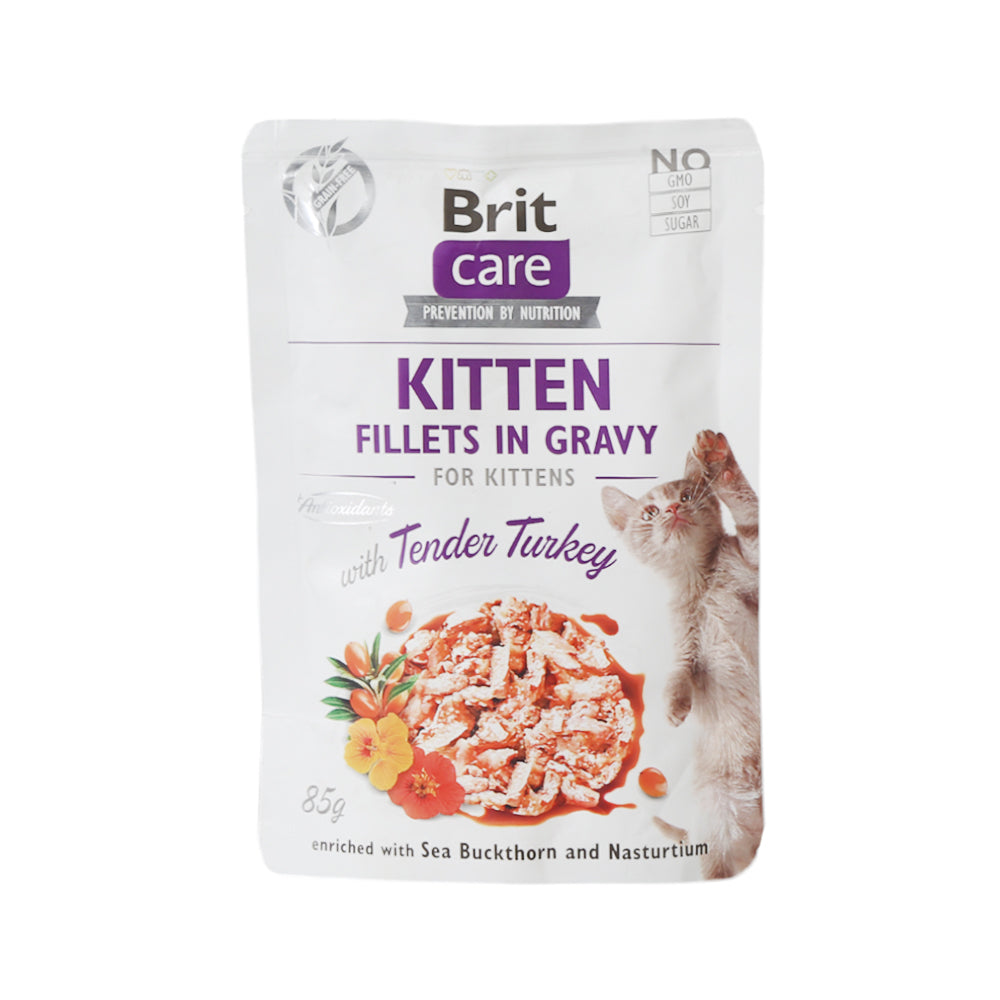 BRIT CARE CAT FOOD KITEEN FILLETS IN GRAVY TENDER TURKEY 85 Default Title - MamasJan Grocery Nonfood