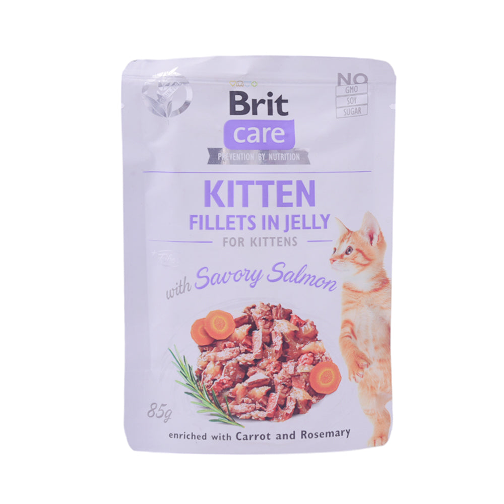 BRIT CARE CAT FOOD KITTEN JELLY SAVORY SALMON 85 GM Default Title - MamasJan Grocery Nonfood