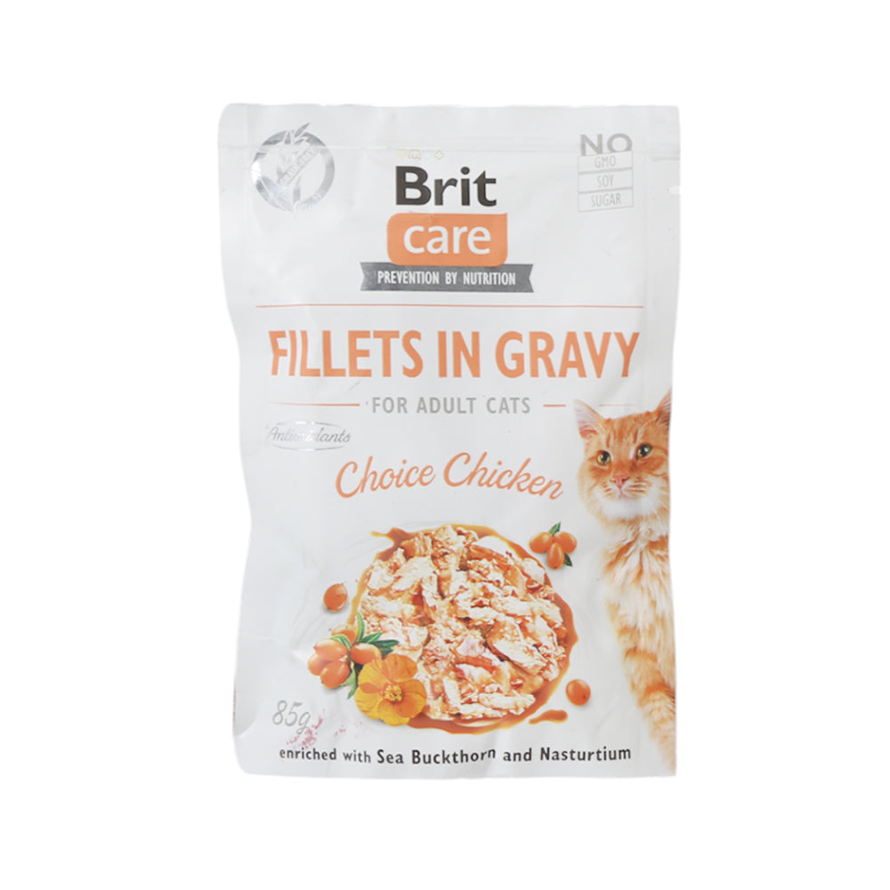 BRIT CARE CAT FOOD FILLETS IN GRAVY CHOICE CHICKEN 85 GM Default Title - MamasJan Grocery Nonfood