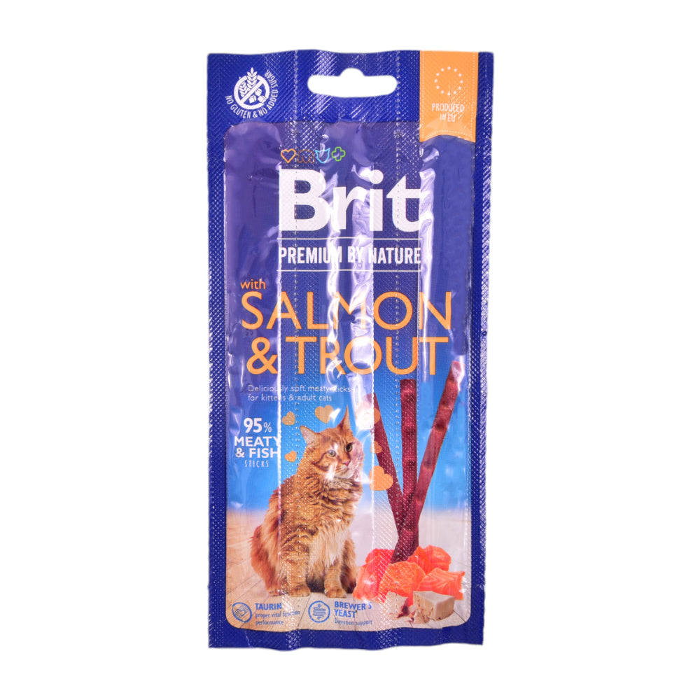 BRIT PREMIUM CAT FOOD STICK 3S SALMON & TROUT 3X5 GM Default Title - MamasJan Grocery Nonfood