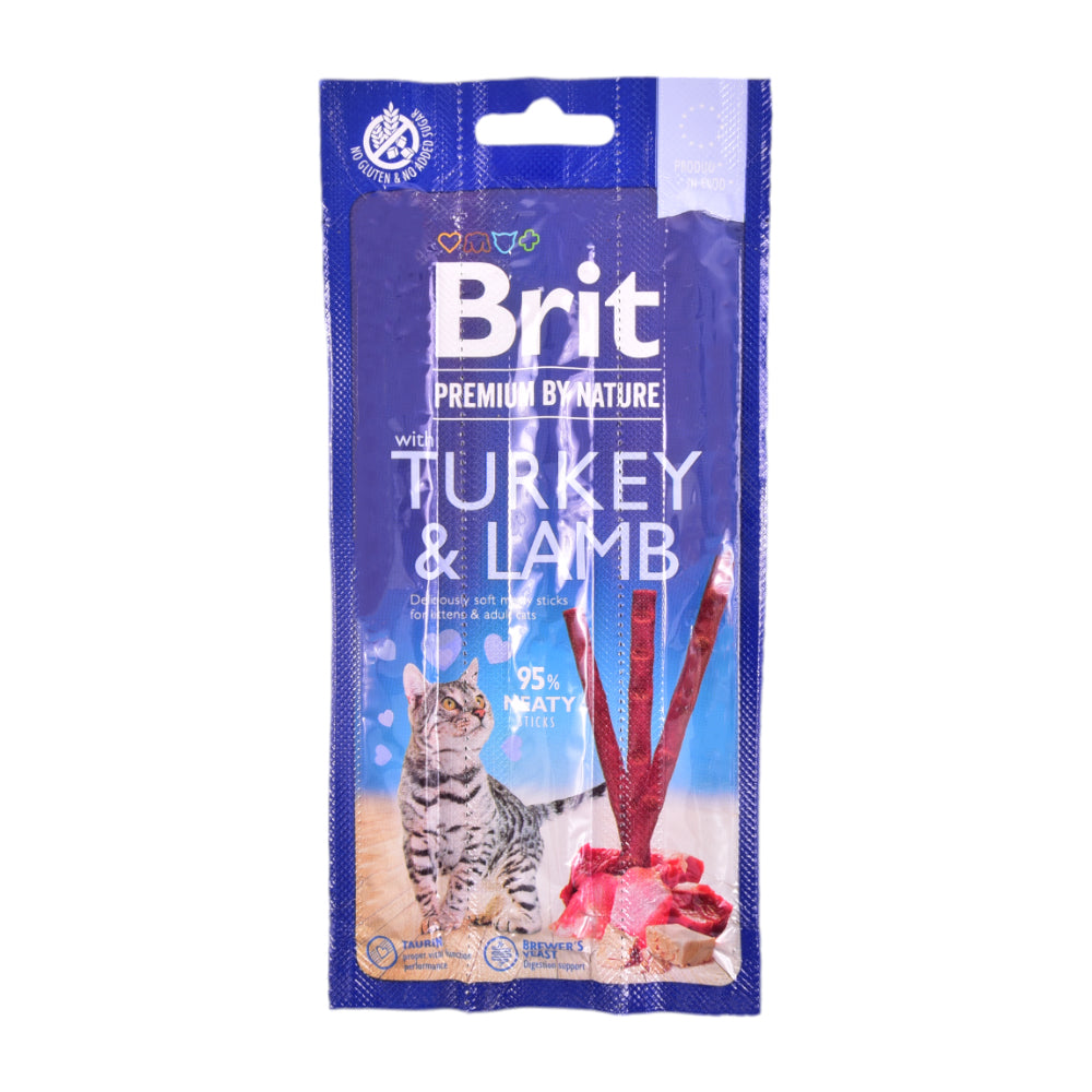 BRIT PREMIUM CAT FOOD STICK 3S TURKEY & LAMB 3X5 GM Default Title - MamasJan Grocery Nonfood