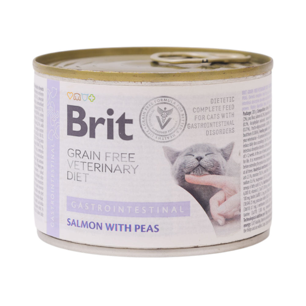BRIT CARE CAT FOOD TIN GASTROINTESTINAL SALMON WITH PEAS 200 Default Title - MamasJan Pet Essentials