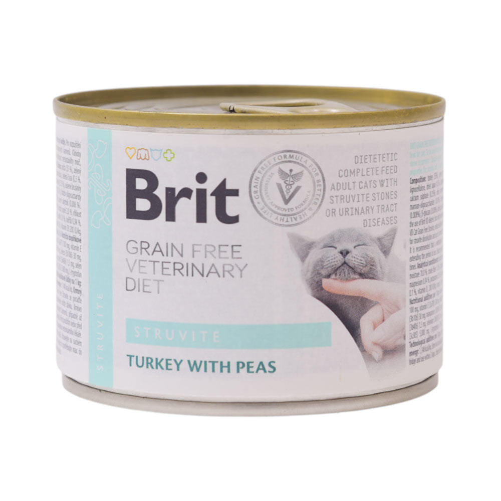 BRIT CARE CAT FOOD TIN STRUVITE TURKEY WITH PEAS 200 GM Default Title - MamasJan Pet Essentials