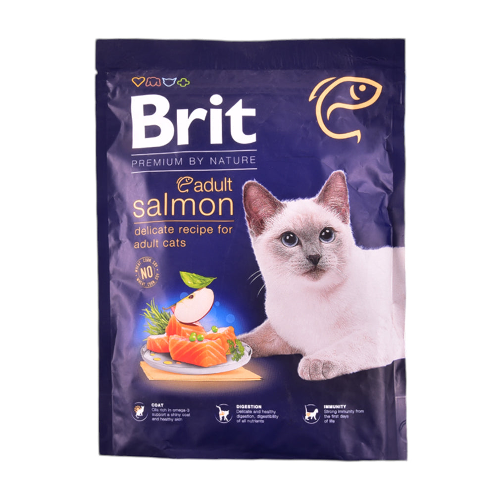 BRIT PREMIUM CAT FOOD ADULT SALMON 300 GM Default Title - MamasJan Grocery Nonfood