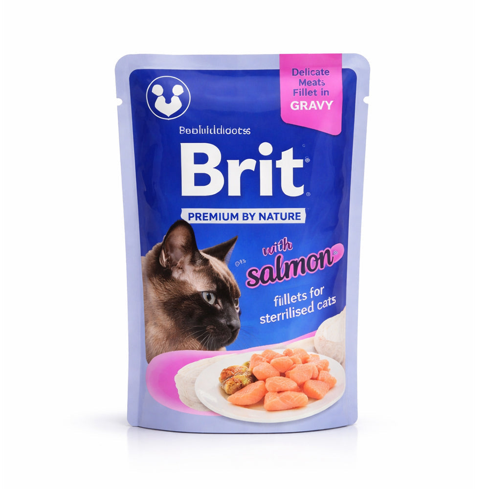 BRIT CARE CAT FOOD PREMIUM SALMON WITH FILLETS 85 GM Default Title - MamasJan Pet Essentials