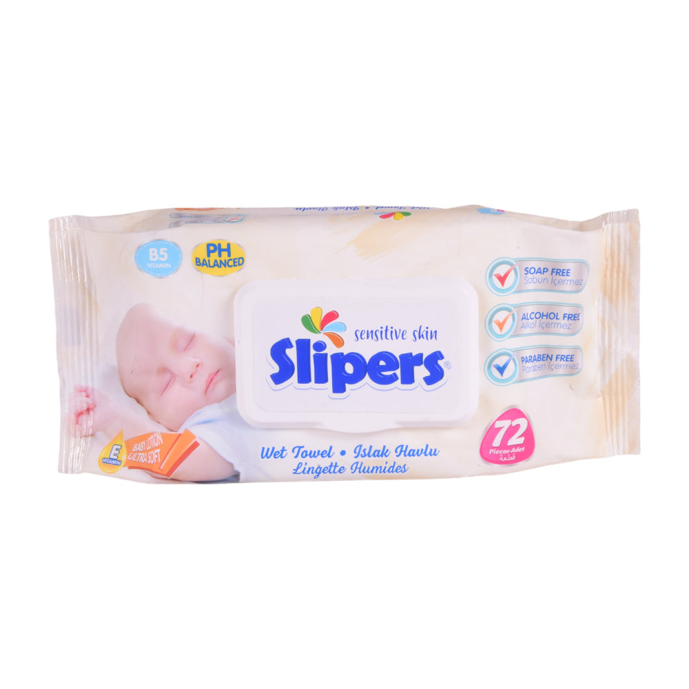 SLIPERS WIPS WET TOWEL SENSITIVE SKIN 72 PC Default Title - MamasJan Grocery Nonfood