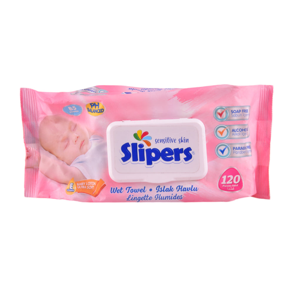 SLIPERS WIPS WET TOWEL SENSITIVE SKIN 120 PC Default Title - MamasJan Grocery Nonfood
