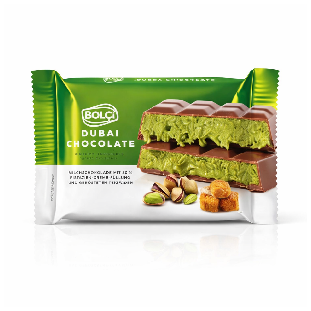 BOLCI DUBAI CHOCOLATE PISTACHIO KADAYIA FILLED MILK 100GM EB Default Title - MamasJan Grocery Food