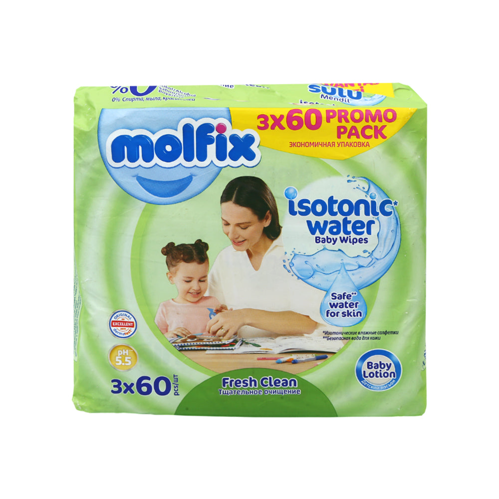 MOLFIX ISOTONIC WATER FRESH CLEAN WIPES 3 X 60 PCS BUNDLE P Default Title - MamasJan Grocery Nonfood