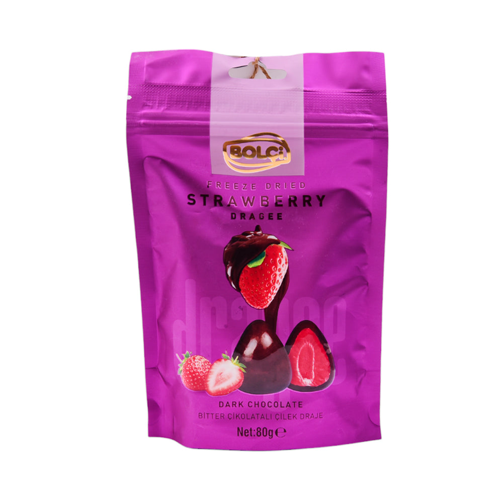 BOLCI DARK CHOCOLATE STRAWBERRY DRAGEE EDK150 80 GM Default Title - MamasJan GroceryFoods