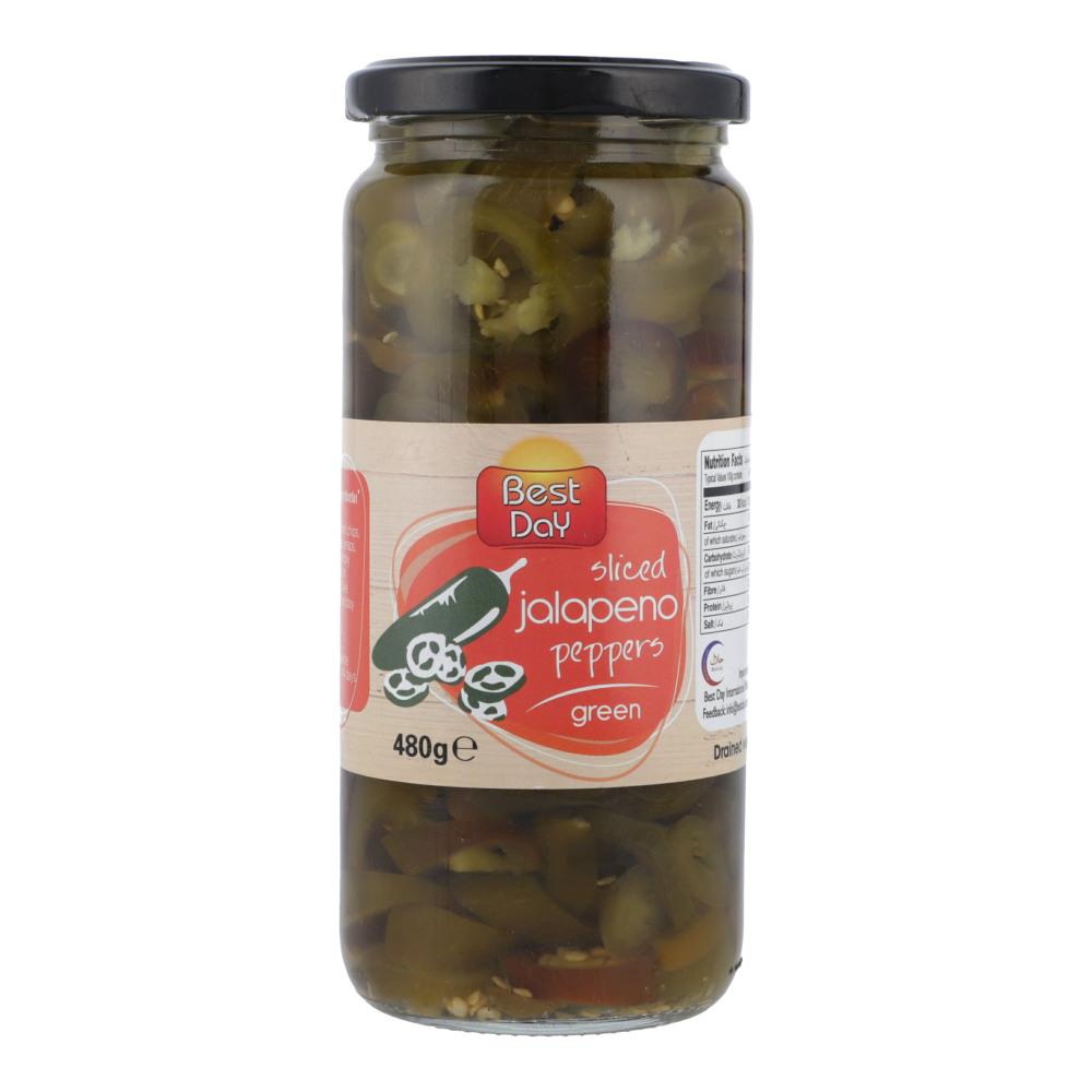 BEST DAY PICKLE JALAPENO PEPPERS GREEN SLICED 480 GM Default Title - MamasJan Grocery