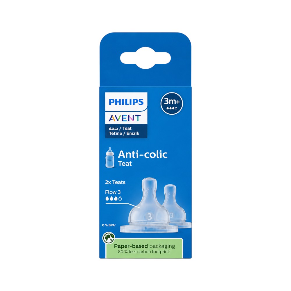 PHILIPS AVENT ANTI COLIC SILICONE TEAT 3M+/MEDIUM PK2 SCY763 Default Title - MamasJan Baby Maternity Care