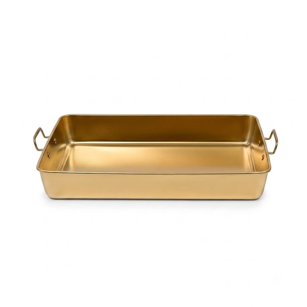 TRAY STEEL GOLDEN 40CM 25-28 Default Title - MamasJan Crockery